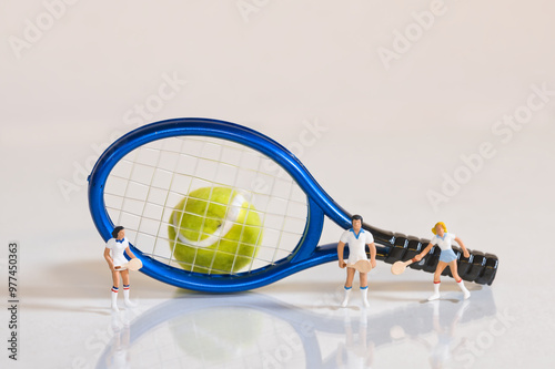 tennis player in front of a tennis racket