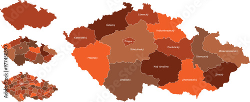 CZECH REPUBLIC MAP WITH DIVISIONS STATES DEPARTMENTS	
