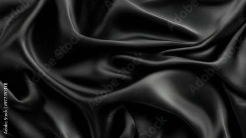 Black textures wallpaper. Abstract 4k background silk, smooth, waves pattern. Modern clean minimal backdrop design. Black and white high definition. photo