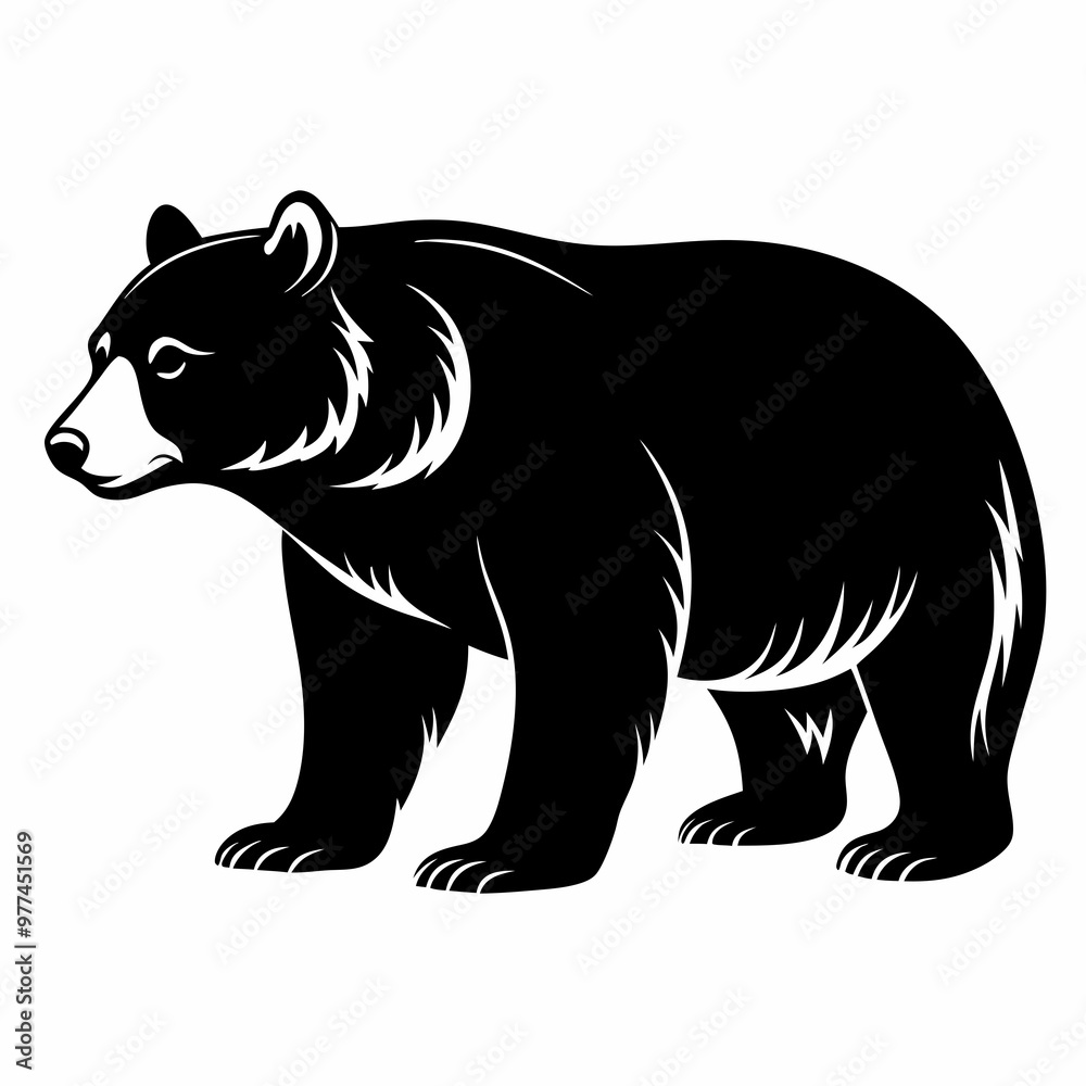 Obraz premium Bear Black vector silhouette