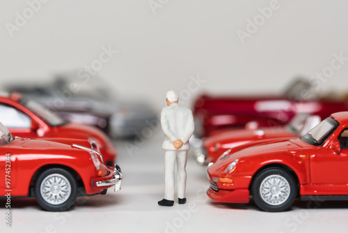 Selling used cars, miniature figures scene