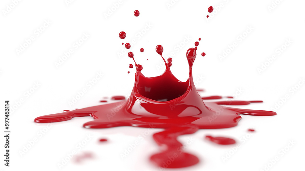 red droplet with splashed on a white background