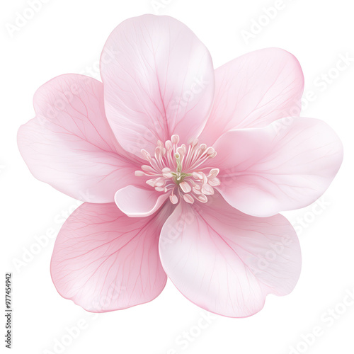 A beautiful pink flower with a white background