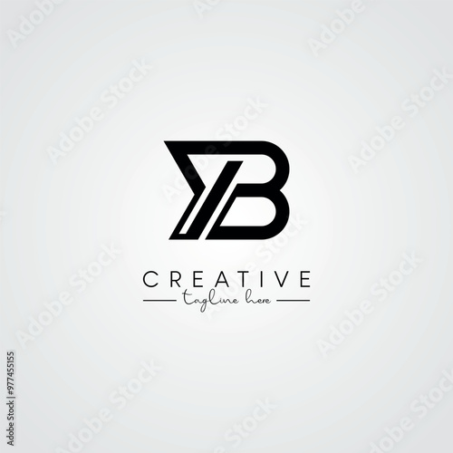 Abstract Minimal Artistic Letter YB BY Logo Design. Initial Based Letter Logo Symbol.