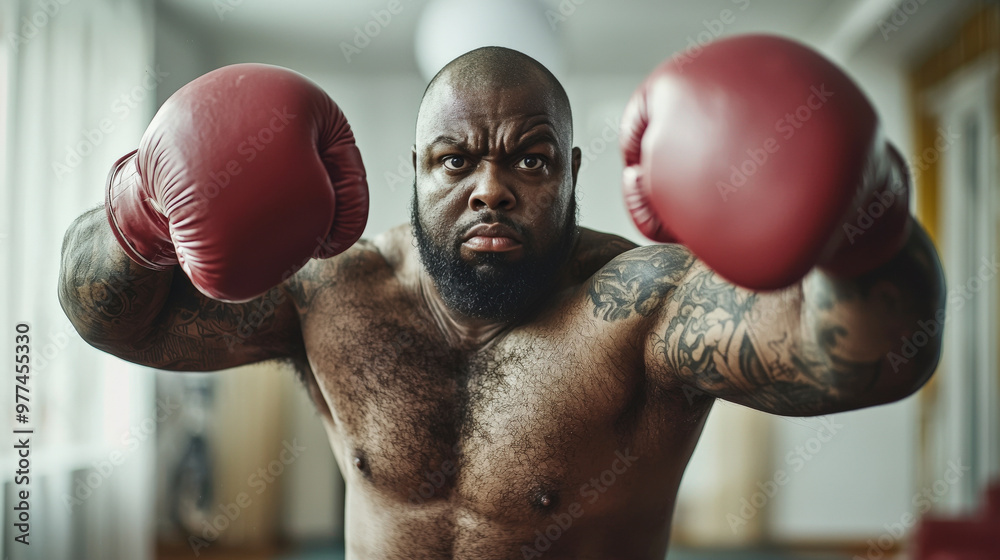 Man practicing kickboxing in training facility Man practicing kickboxing in training facility