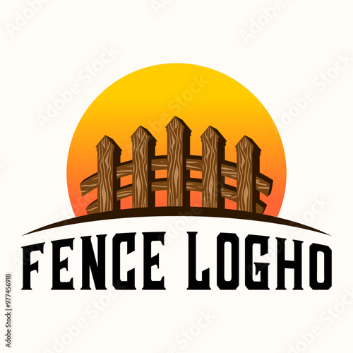 fence logo. vintage wooden fence for home or horse stable