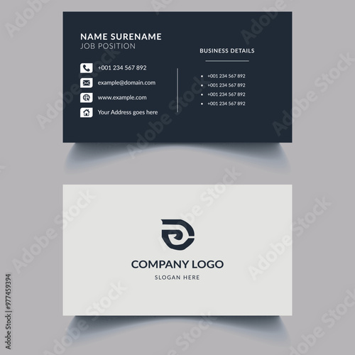 Business card template, Clean professional business card template, visiting card, business card design template.