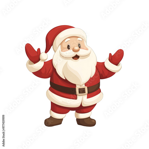 Cheerful Santa Claus character in a festive outfit, spreading joy and holiday spirit. Perfect for Christmas-themed designs. transparent background