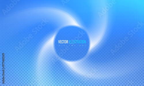 Circle air flow effect fan concept. Driving streams of cold fresh air - the vortex of the blower rotates vector illustration on a transparent background