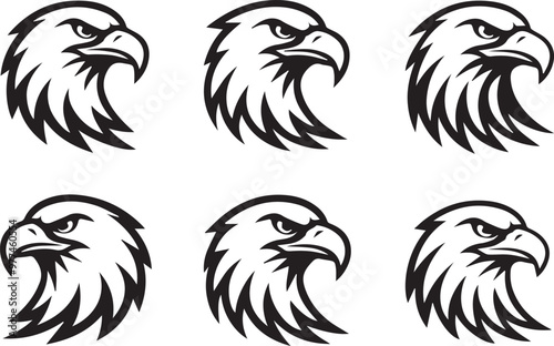 Obraz na płótnie Eagle silhouettes set large pack of vector silhouette design isolated white background w salonie