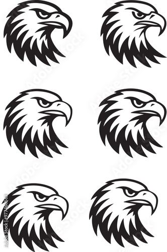 Obraz na płótnie Eagle silhouettes set large pack of vector silhouette design isolated white background w salonie