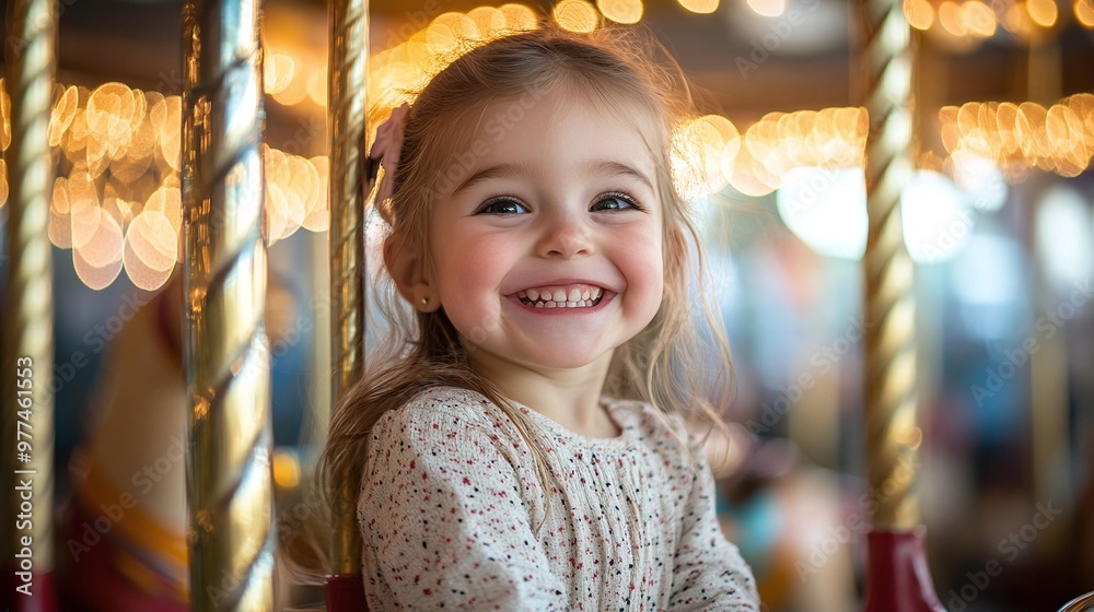 vibrant and joyful scene of a girl laughing on a merry-go-round, showcasing the essence of fun and playtime during childhood vibrant and joyful scene of a girl laughing on a merry-go-round, showcasing the essence of fun and playtime during childhood