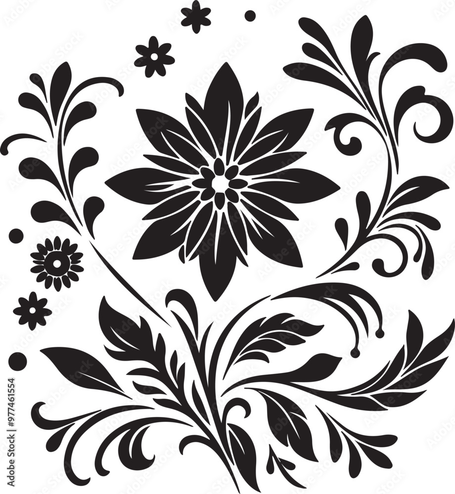 flower silhouette vector design with a white background
