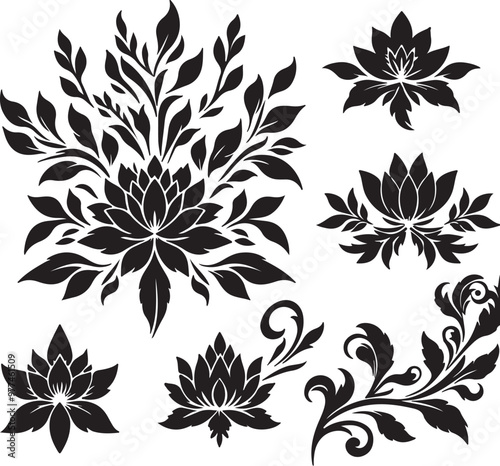 Obraz na płótnie flower silhouette vector design with a white background w salonie
