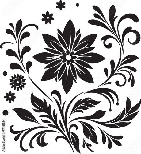 Obraz na płótnie flower silhouette vector design with a white background w salonie