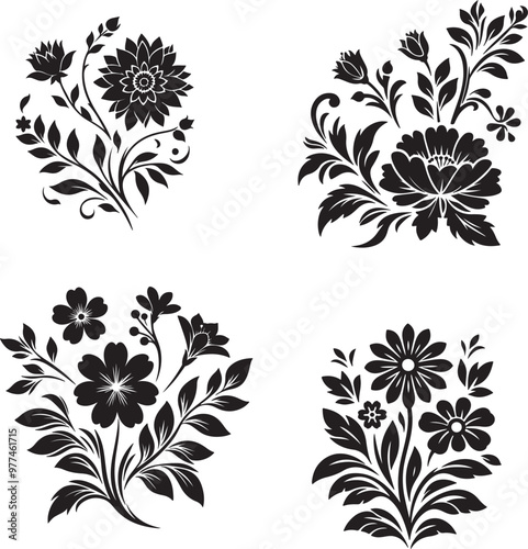 Obraz na płótnie flower silhouette vector design with a white background w salonie