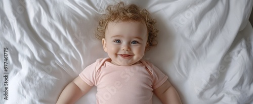 The Smiling Baby on Bed photo