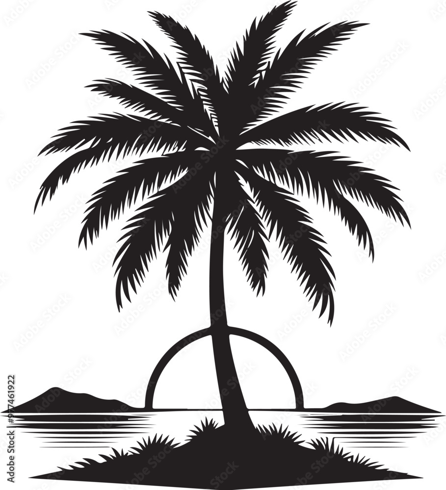 Palm tree silhouette vector