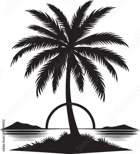 Obraz na płótnie Palm tree silhouette vector w salonie