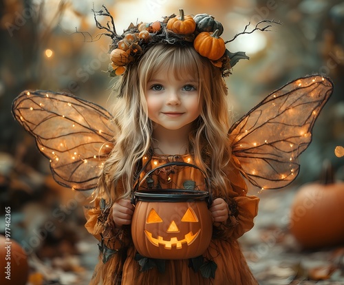 Happy Children Trick or Treat in Halloween Costumes - Fairy 01 - 400 x 3968 19MP - created by AI photo