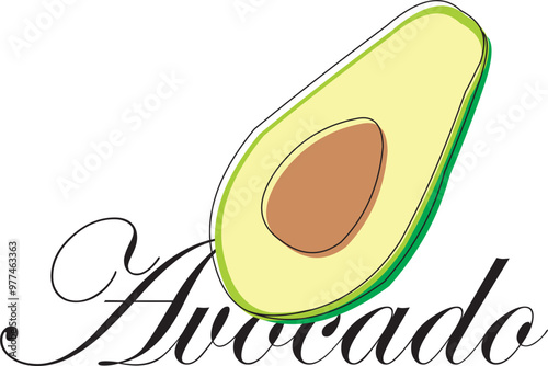 The "Avocado Fruit" illustration features a fresh avocado with clear details, showing off its smooth green skin and creamy flesh, ideal for designs that require healthy and natural elements.