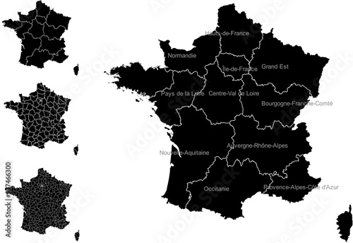 FRANCE MAP WITH DIVISIONS STATES DEPARTMENTS