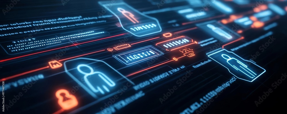 User journey visualization platform, digital pathways, glowing personas ...