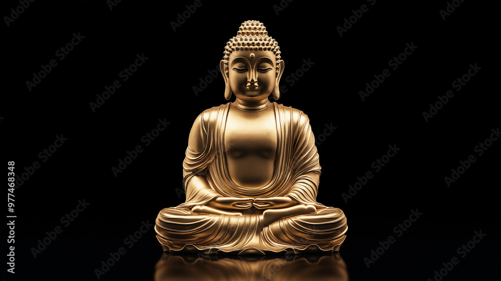 Golden buddha statue isolated on black background Golden buddha statue isolated on black background
