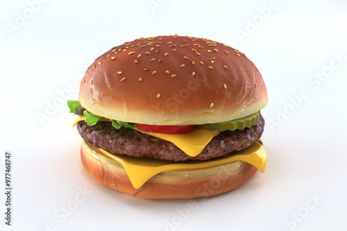 cheeseburger. 3d render. on white background