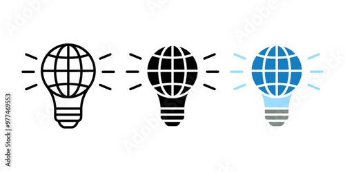 Lightbulb icon set. Global Idea sign. for mobile concept and web design. vector illustration on white background