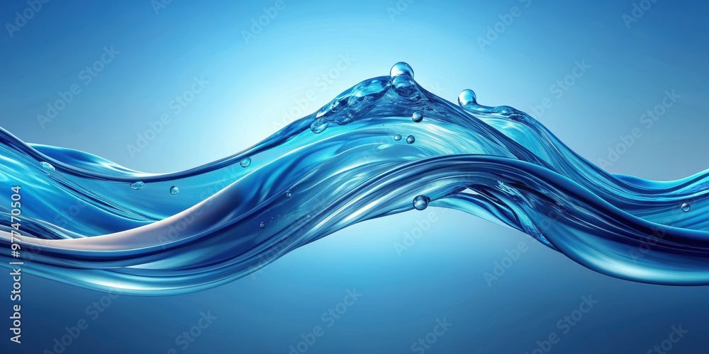Blue waves cascading gracefully on smooth gradient surface, fluid dynamics, serene, water, ocean, wave, motion, beautiful Blue waves cascading gracefully on smooth gradient surface, fluid dynamics, serene, water, ocean, wave, motion, beautiful