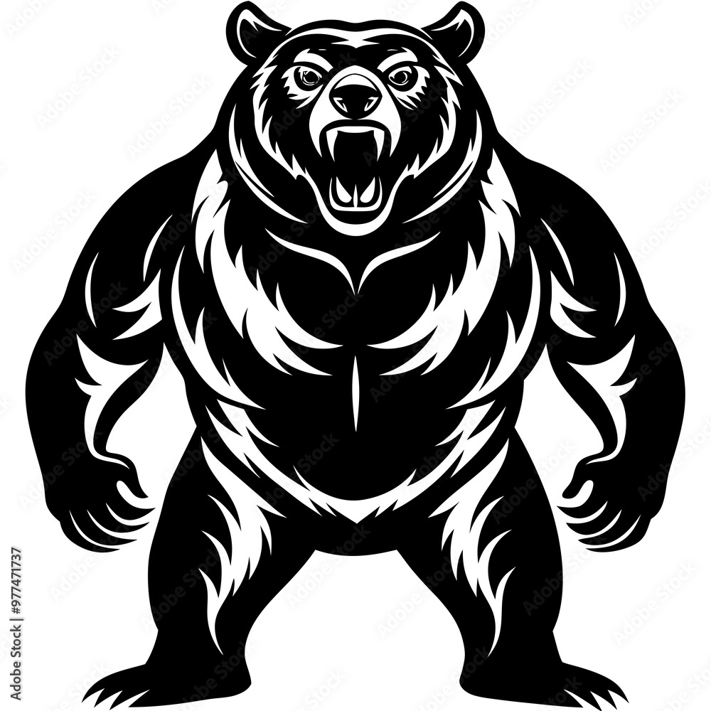 Bear in a standing pose with a powerful and imposing figure vector