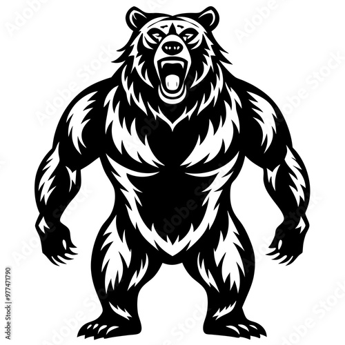 Wallpaper Mural Bear in a standing pose with a powerful and imposing figure vector Torontodigital.ca