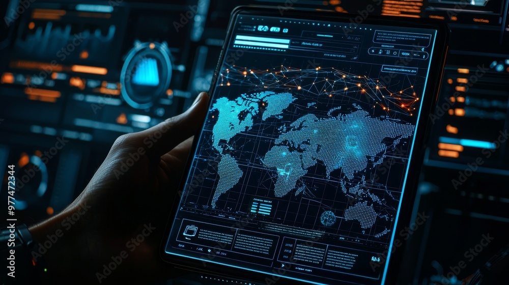 Fototapeta premium Map of the world connected, social network, globalization, and social media