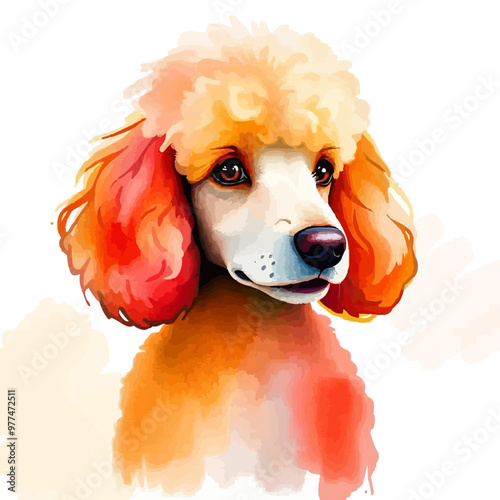 Poodle dog vector silhouettes. digital cute dog illustration