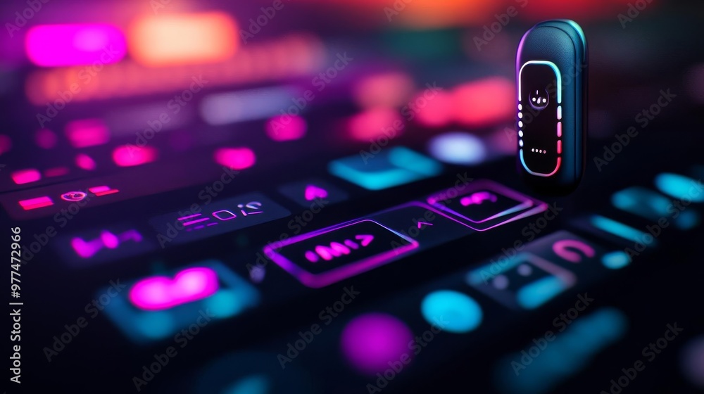 Obraz premium Voice UI prototyping tool UX, dark mode, voice command simulation, and real-time feedback display