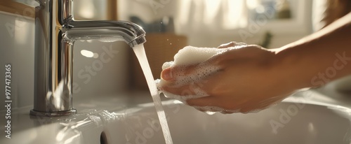 The Hands Washing with Soap