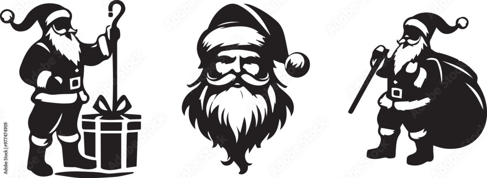 Santa clause silhouette vector, christmas Santa clause silhouette vector, christmas