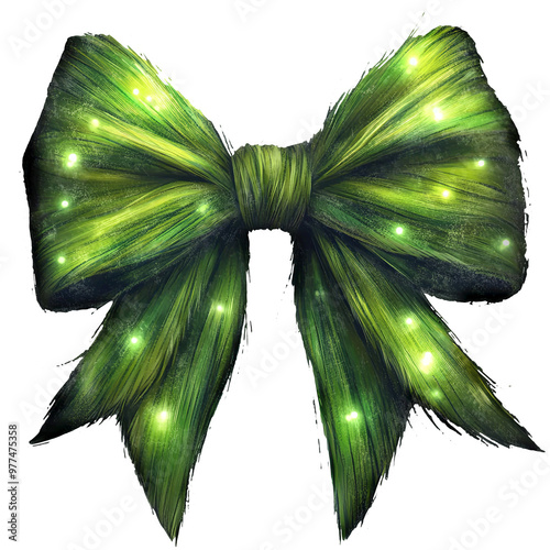 Coquette green  bow grinch style isolated clipart