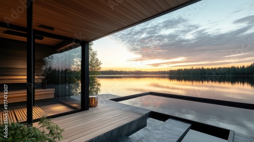 Luxury retreat: a home sauna design emphasizing relaxation and wellness, combining natural wood finishes and modern features to create a tranquil personal space for rejuvenation and comfort.