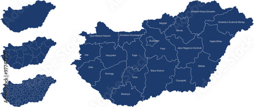 HUNGARY MAP WITH DIVISIONS STATES DEPARTMENTS	