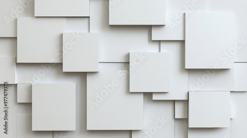 This abstract background is a blend of interlocking white blocks rendered with copy space in 3D software.