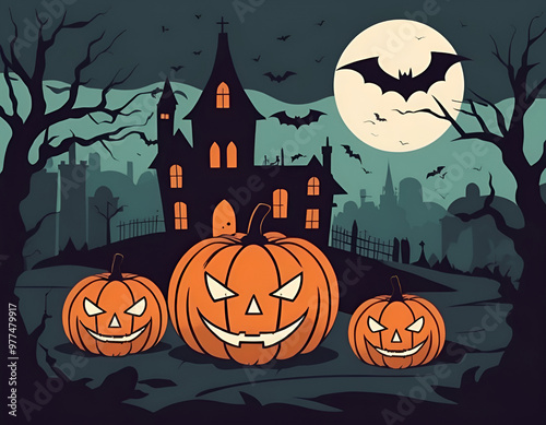 halloween background with pumpkin, halloween background with pumpkins, halloween background with pumpkin and bats