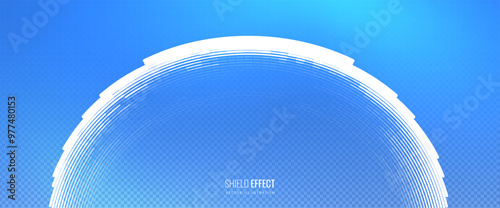 Protect shield light effect. Bubble shield in abstract line style. Element for circular shield with digital and futuristic appearance, tech-related projects, security concepts
