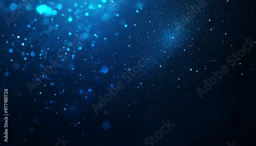 Abstract Blue Bokeh with Sparse Light Specks