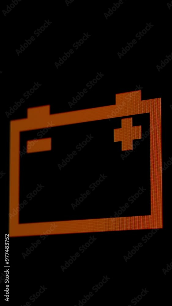 Vertical video. Flashing Orange Battery Icon Alerts to a Battery Charging Problem, Indicating Electrical or Charging System Failure. Vertical video. Flashing Orange Battery Icon Alerts to a Battery Charging Problem, Indicating Electrical or Charging System Failure.
