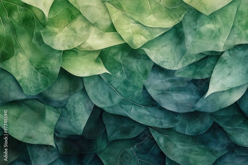 A close-up of textured leaves showcasing a gradient of green shades, perfect for nature-themed projects or backgrounds.