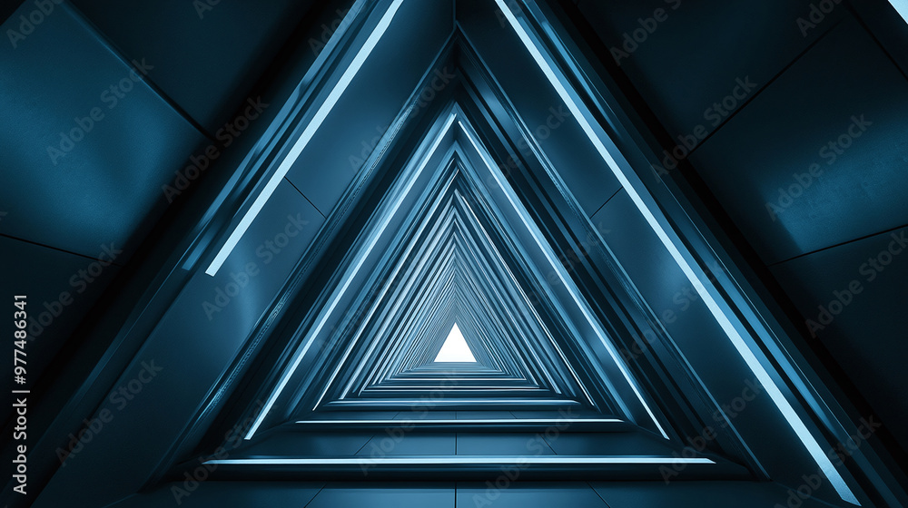 Obraz premium An abstract futuristic triangle corridor generated using a computer