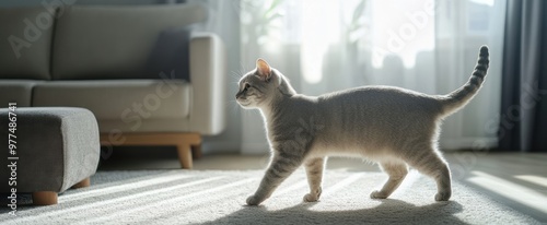 The Cat Walking in Sunlight