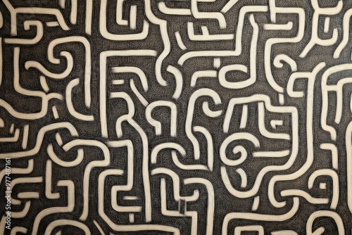 Abstract pattern featuring intricate lines and curves on a dark background, perfect for creative projects and designs.